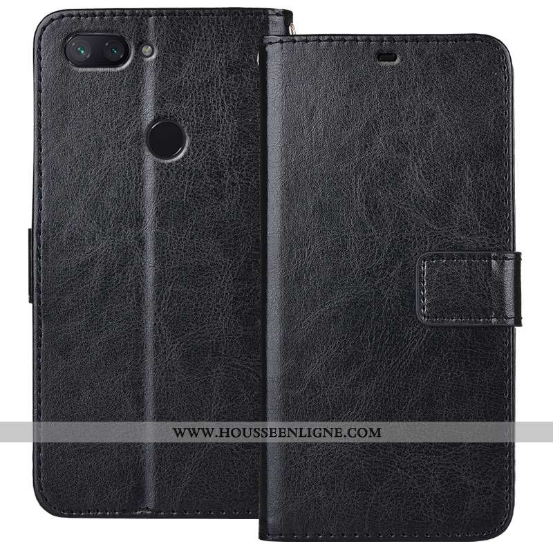 Housse Xiaomi Mi 8 Lite Cuir Fluide Doux Petit Jeunesse Noir Protection Incassable