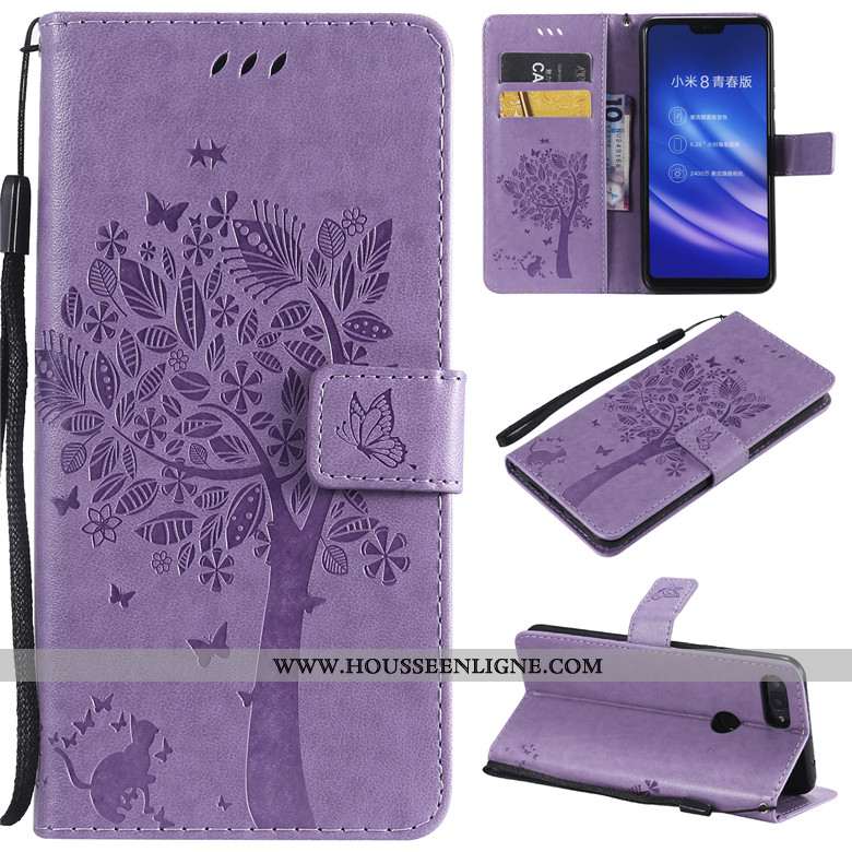 Housse Xiaomi Mi 8 Lite Cuir Protection Téléphone Portable Jeunesse Dessin Animé Clamshell Petit Vio