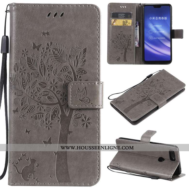 Housse Xiaomi Mi 8 Lite Cuir Protection Téléphone Portable Jeunesse Dessin Animé Clamshell Petit Vio