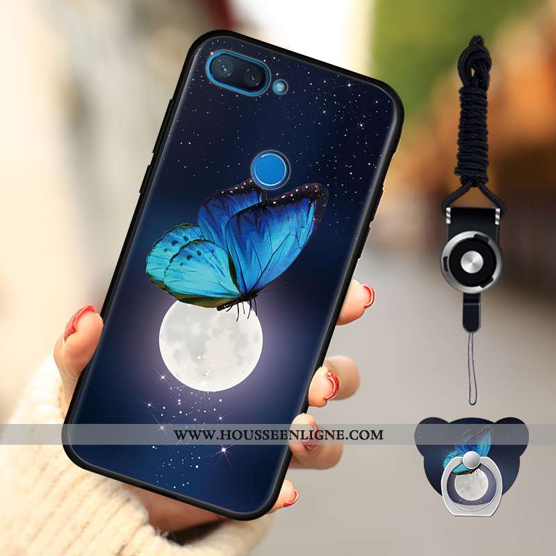 Housse Xiaomi Mi 8 Lite Dessin Animé Fluide Doux Délavé En Daim Téléphone Portable Rose Coque Petit