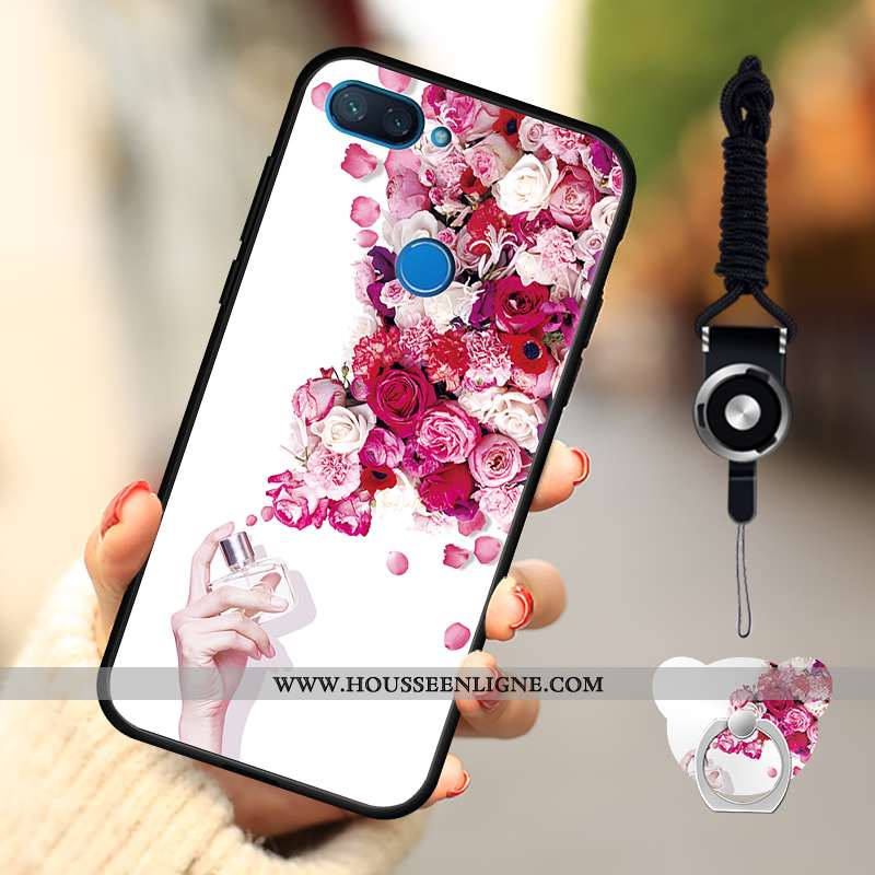 Housse Xiaomi Mi 8 Lite Dessin Animé Fluide Doux Délavé En Daim Téléphone Portable Rose Coque Petit
