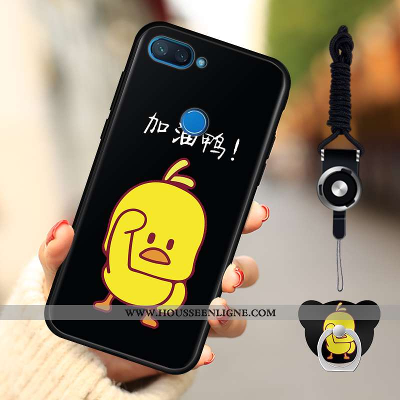 Housse Xiaomi Mi 8 Lite Dessin Animé Fluide Doux Délavé En Daim Téléphone Portable Rose Coque Petit
