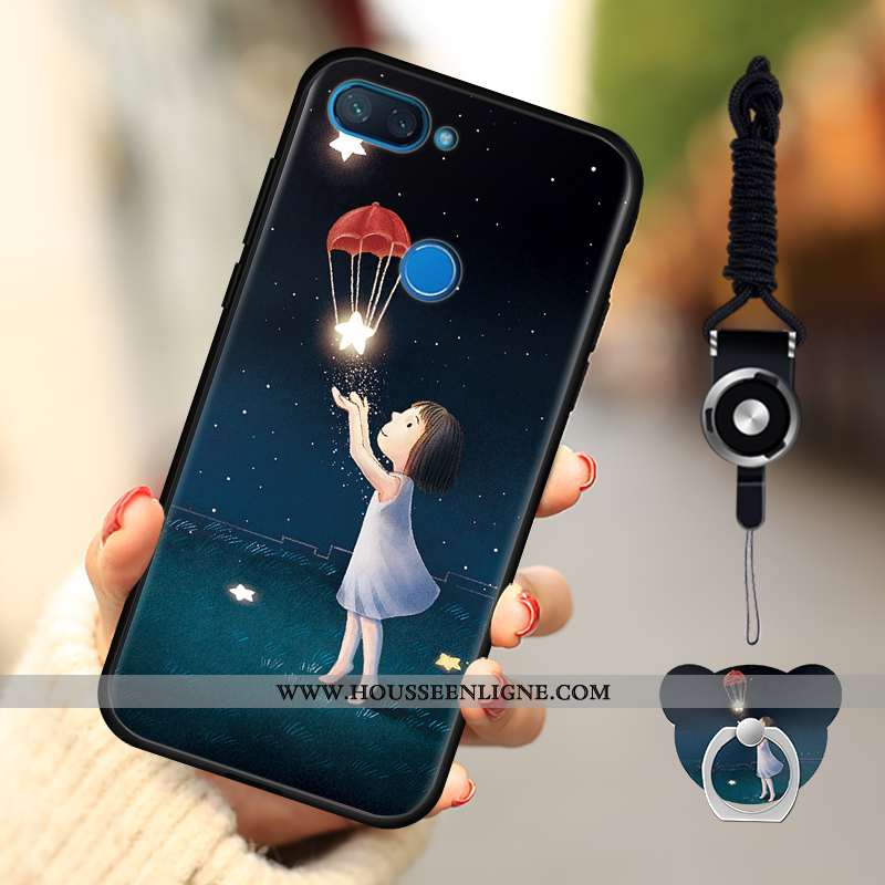 Housse Xiaomi Mi 8 Lite Dessin Animé Fluide Doux Délavé En Daim Téléphone Portable Rose Coque Petit