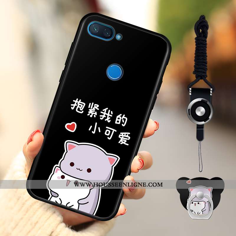 Housse Xiaomi Mi 8 Lite Dessin Animé Fluide Doux Délavé En Daim Téléphone Portable Rose Coque Petit