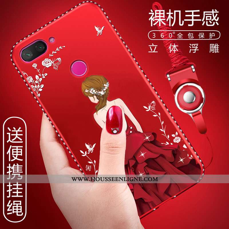 Housse Xiaomi Mi 8 Lite Fluide Doux Silicone Rouge Jeunesse Net Rouge Charmant Ornements Suspendus