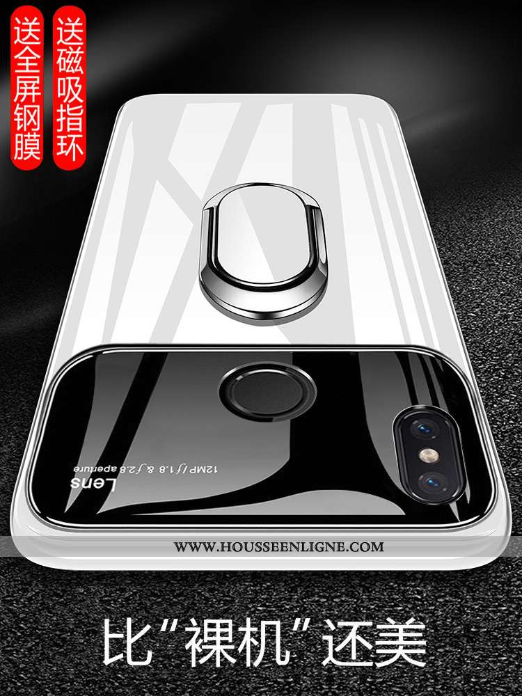 Housse Xiaomi Mi 8 Lite Légère Modèle Fleurie Verre Coque Créatif Étui Tout Compris Noir