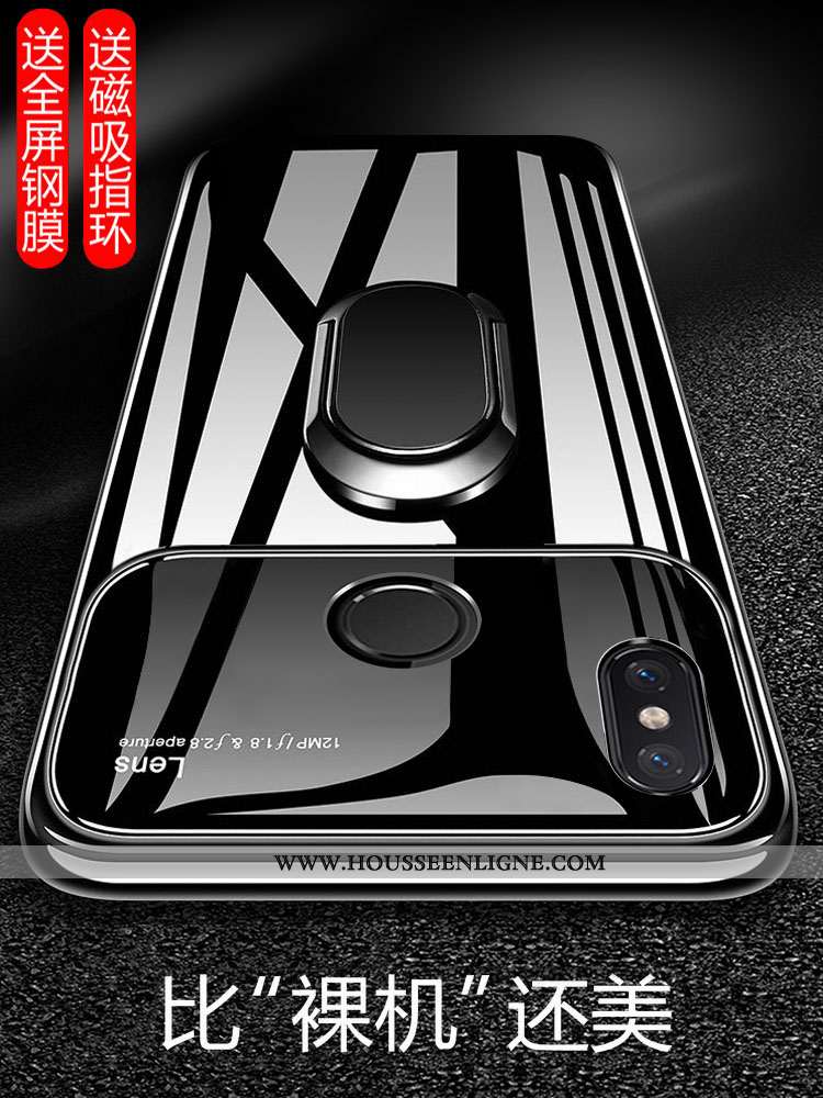 Housse Xiaomi Mi 8 Lite Légère Modèle Fleurie Verre Coque Créatif Étui Tout Compris Noir