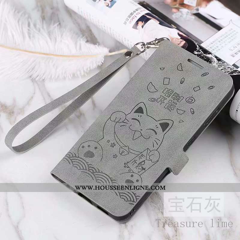 Housse Xiaomi Mi 8 Lite Modèle Fleurie Fluide Doux Jeunesse Coque Cuir Étui Petit Gris