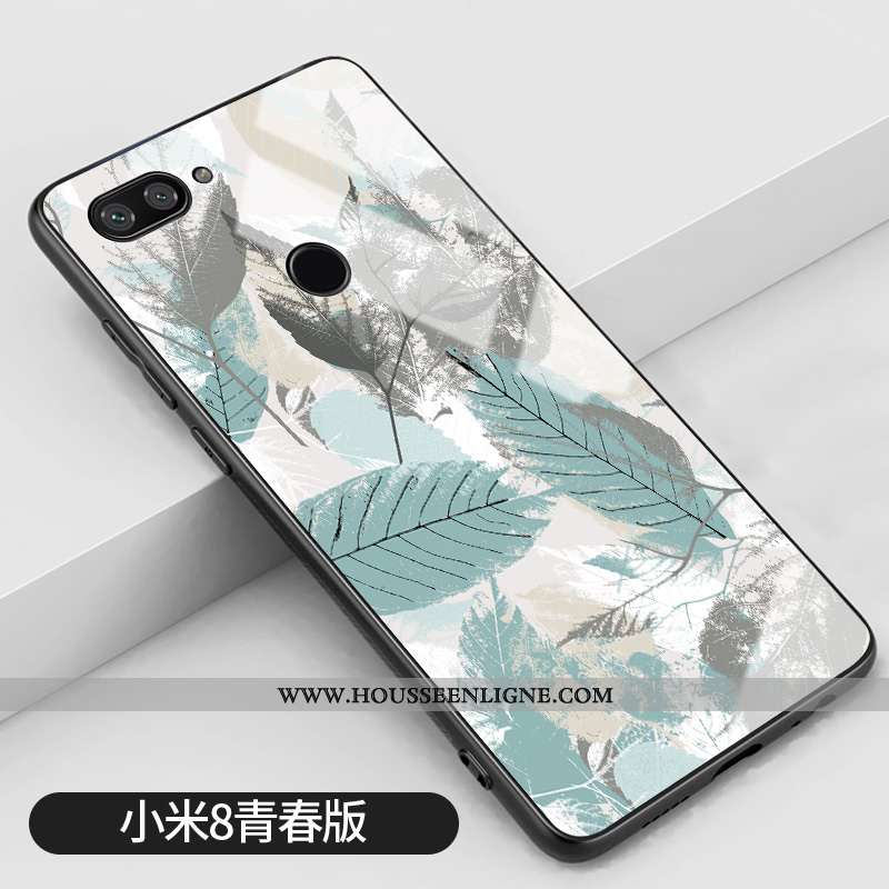 Housse Xiaomi Mi 8 Lite Modèle Fleurie Verre Jeunesse Petit Incassable Vert Frais Verte
