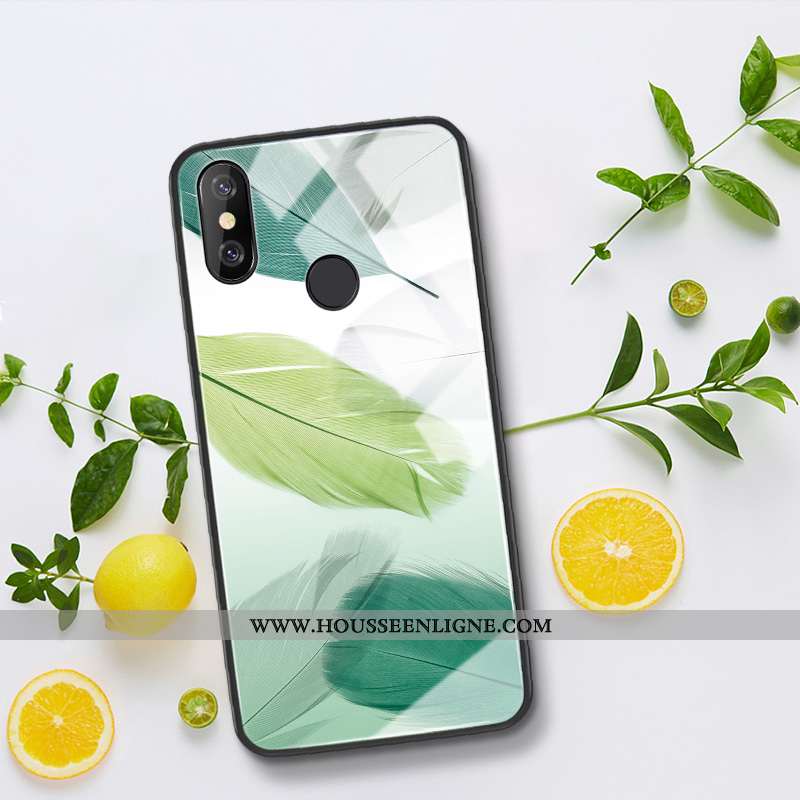 Housse Xiaomi Mi 8 Lite Modèle Fleurie Verre Jeunesse Petit Incassable Vert Frais Verte