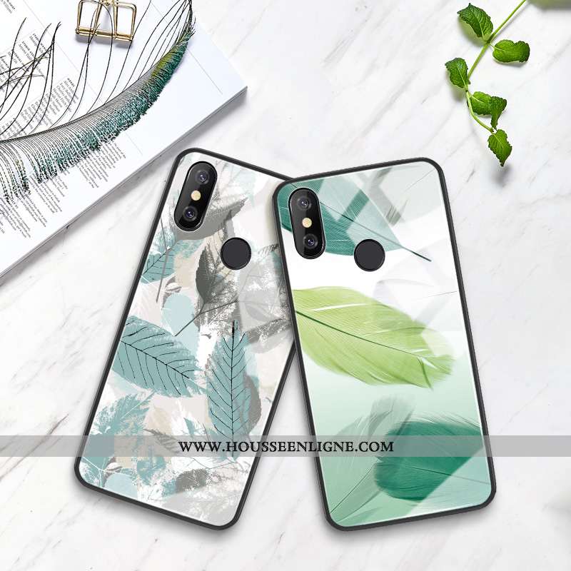 Housse Xiaomi Mi 8 Lite Modèle Fleurie Verre Jeunesse Petit Incassable Vert Frais Verte