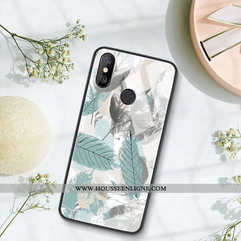 Housse Xiaomi Mi 8 Lite Modèle Fleurie Verre Jeunesse Petit Incassable Vert Frais Verte