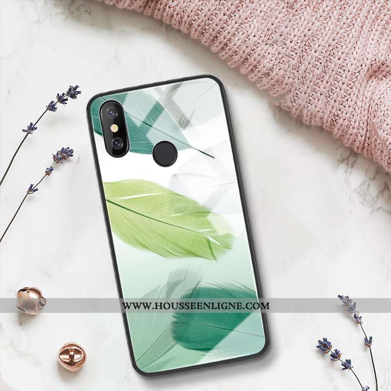Housse Xiaomi Mi 8 Lite Modèle Fleurie Verre Jeunesse Petit Incassable Vert Frais Verte