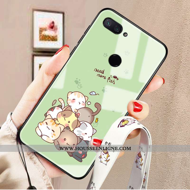 Housse Xiaomi Mi 8 Lite Personnalité Charmant Téléphone Portable Vert Jeunesse Verre Protection Vert