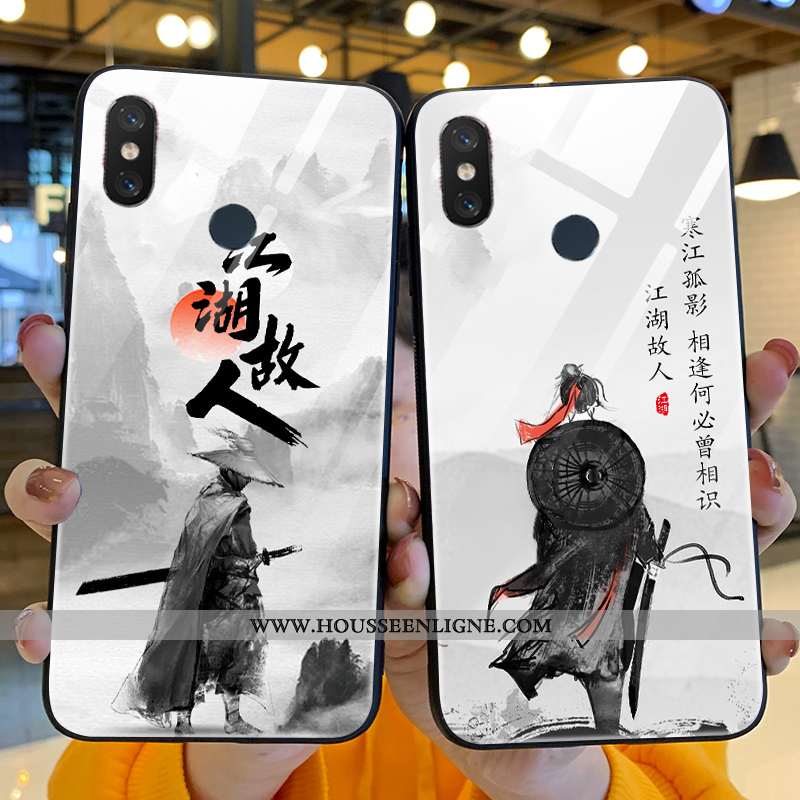 Housse Xiaomi Mi 8 Modèle Fleurie Silicone Petit Gris Étui Verre Incassable