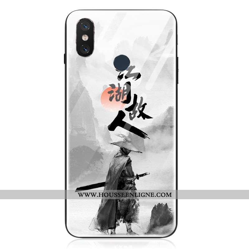 Housse Xiaomi Mi 8 Modèle Fleurie Silicone Petit Gris Étui Verre Incassable