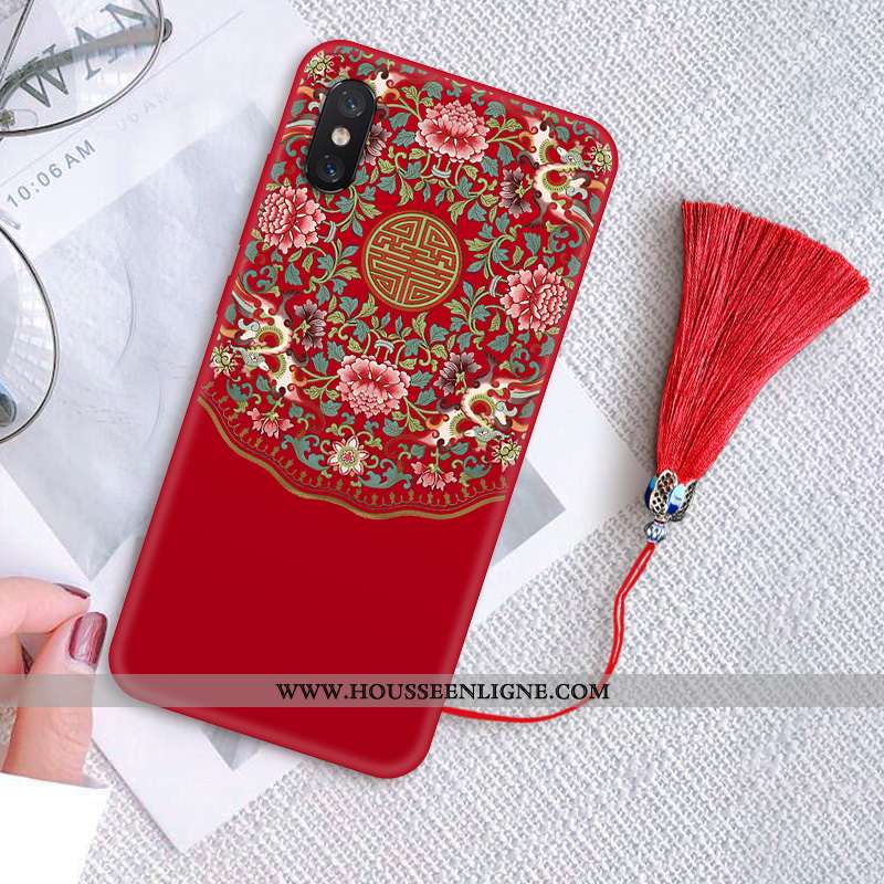 Housse Xiaomi Mi 8 Pro Créatif Vintage Palais Protection Silicone Délavé En Daim Fluide Doux Rouge