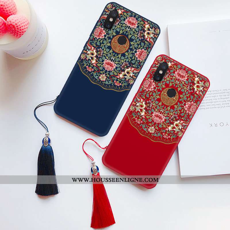 Housse Xiaomi Mi 8 Pro Créatif Vintage Palais Protection Silicone Délavé En Daim Fluide Doux Rouge