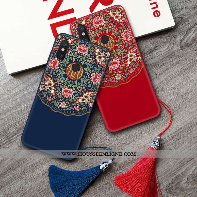 Housse Xiaomi Mi 8 Pro Créatif Vintage Palais Protection Silicone Délavé En Daim Fluide Doux Rouge
