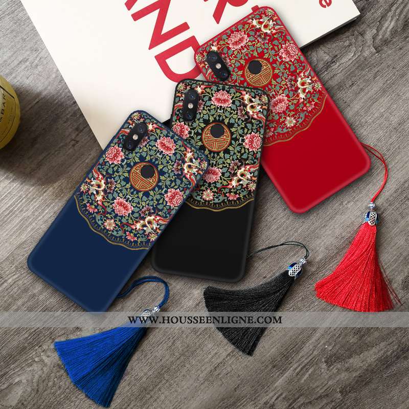 Housse Xiaomi Mi 8 Pro Créatif Vintage Palais Protection Silicone Délavé En Daim Fluide Doux Rouge