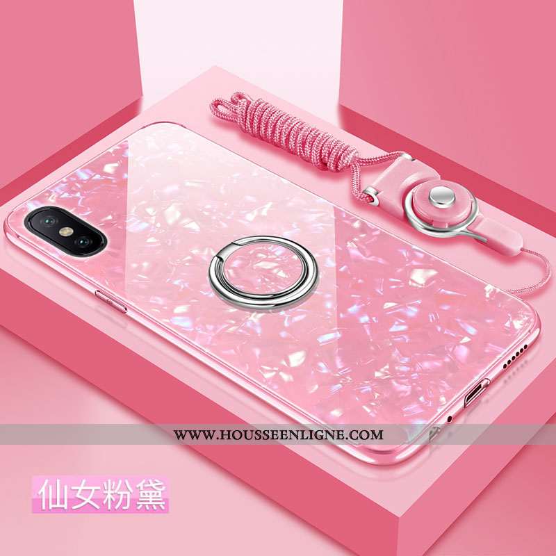 Housse Xiaomi Mi 8 Pro Modèle Fleurie Fluide Doux Difficile Étui Incassable Silicone Tendance Rose