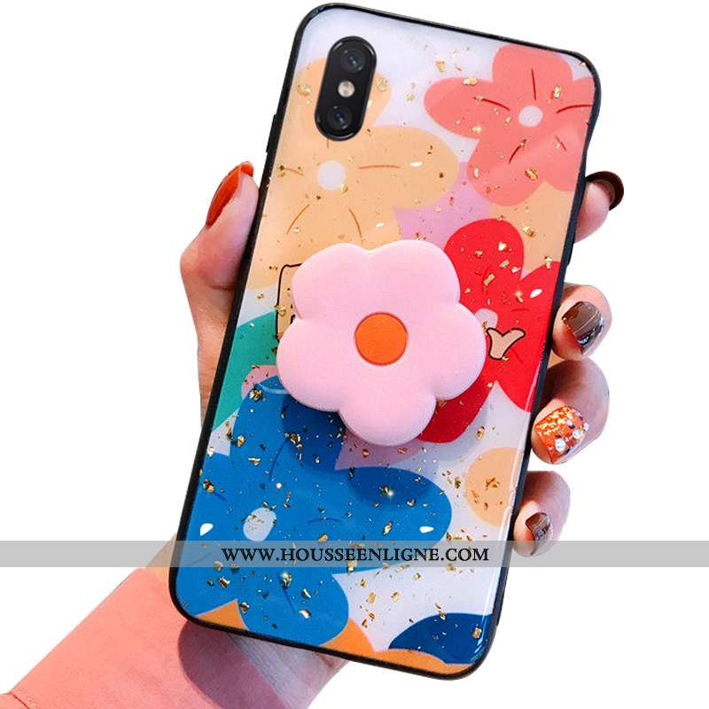 Housse Xiaomi Mi 8 Pro Modèle Fleurie Fluide Doux Délavé En Daim Multicolore Support Tout Compris Té