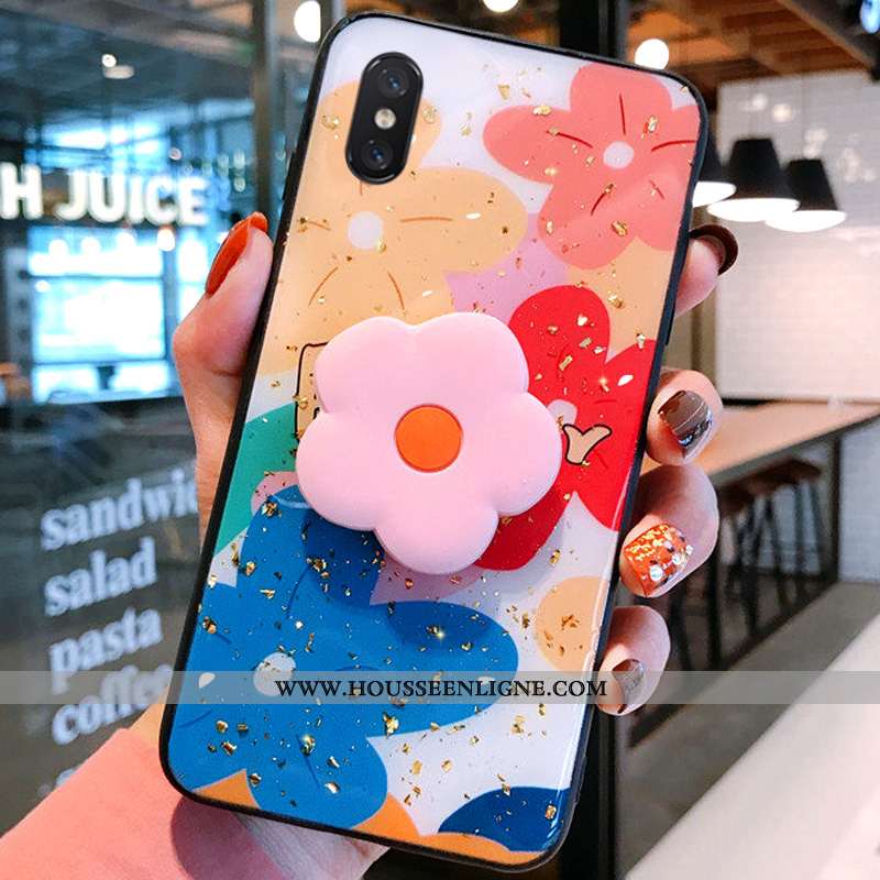 Housse Xiaomi Mi 8 Pro Modèle Fleurie Fluide Doux Délavé En Daim Multicolore Support Tout Compris Té
