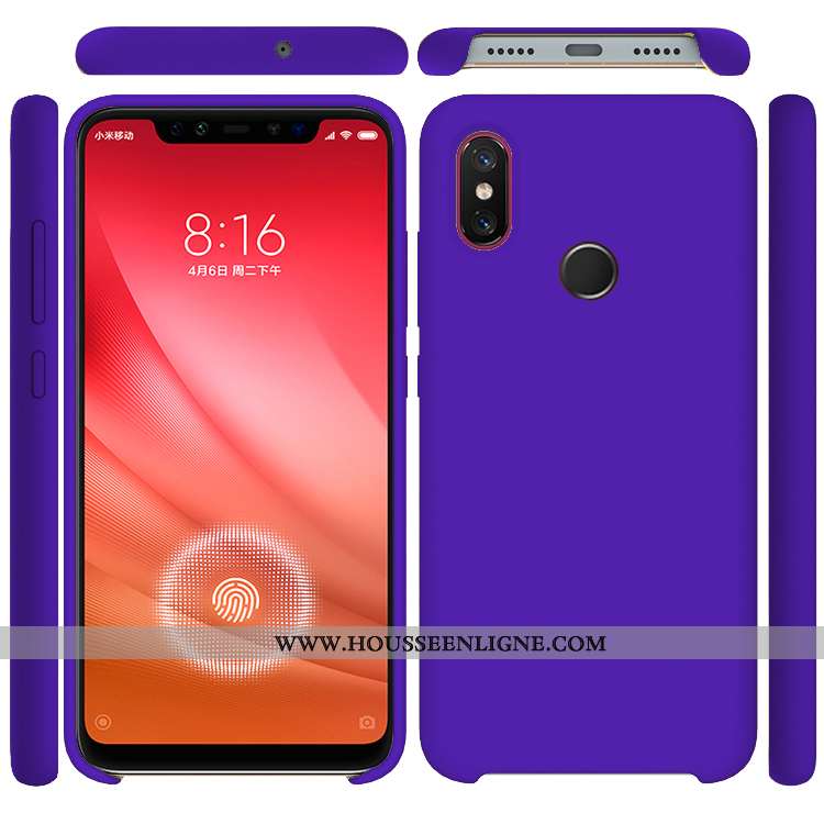 Housse Xiaomi Mi 8 Pro Modèle Fleurie Silicone Téléphone Portable Violet Couleur Unie Simple Petit