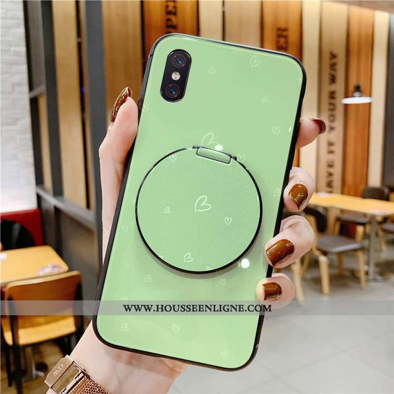 Housse Xiaomi Mi 8 Pro Tendance Modèle Fleurie Étui Support Téléphone Portable Miroir Vert Verte