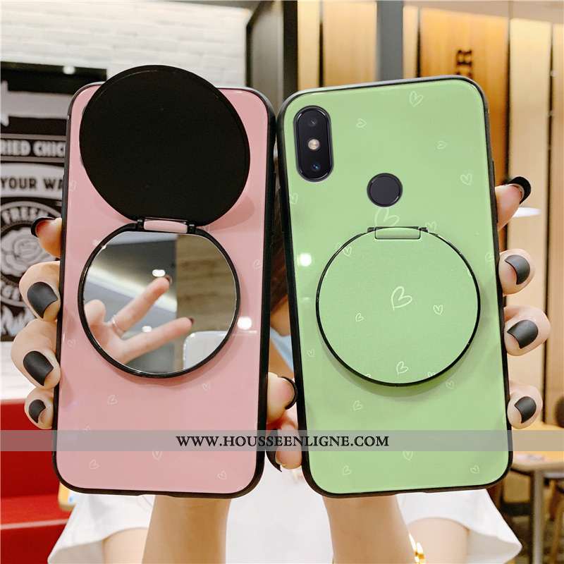 Housse Xiaomi Mi 8 Pro Tendance Modèle Fleurie Étui Support Téléphone Portable Miroir Vert Verte
