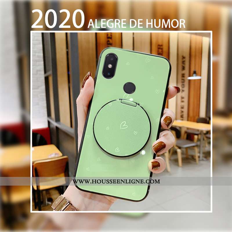 Housse Xiaomi Mi 8 Pro Tendance Modèle Fleurie Étui Support Téléphone Portable Miroir Vert Verte