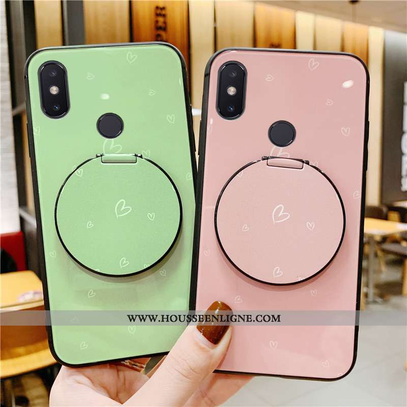 Housse Xiaomi Mi 8 Pro Tendance Modèle Fleurie Étui Support Téléphone Portable Miroir Vert Verte