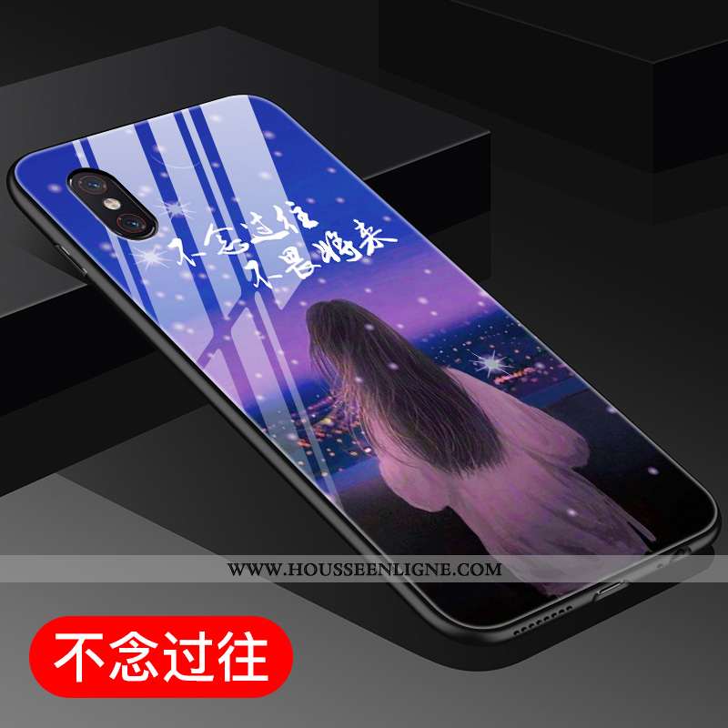 Housse Xiaomi Mi 8 Pro Verre Personnalité Style Chinois Modèle Fleurie Difficile Coque Incassable Bl