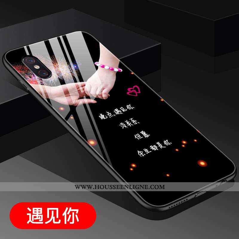 Housse Xiaomi Mi 8 Pro Verre Personnalité Style Chinois Modèle Fleurie Difficile Coque Incassable Bl