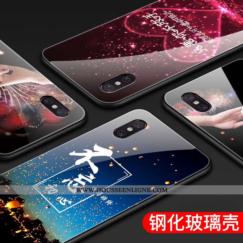 Housse Xiaomi Mi 8 Pro Verre Personnalité Style Chinois Modèle Fleurie Difficile Coque Incassable Bl