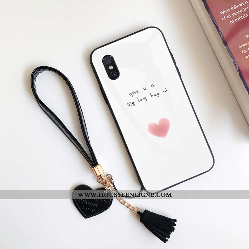Housse Xiaomi Mi 8 Protection Verre Téléphone Portable Fraise Silicone Fluide Doux Blanc Blanche