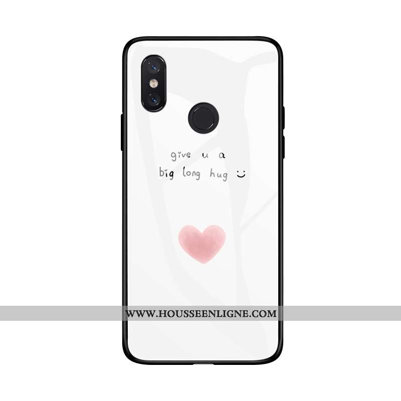 Housse Xiaomi Mi 8 Protection Verre Téléphone Portable Fraise Silicone Fluide Doux Blanc Blanche