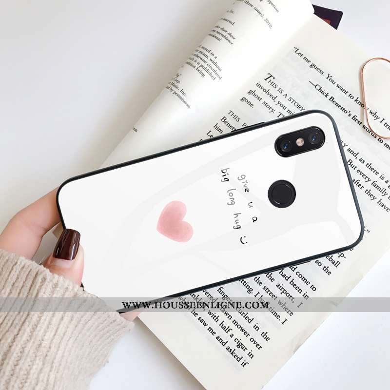 Housse Xiaomi Mi 8 Protection Verre Téléphone Portable Fraise Silicone Fluide Doux Blanc Blanche
