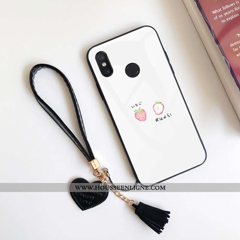 Housse Xiaomi Mi 8 Protection Verre Téléphone Portable Fraise Silicone Fluide Doux Blanc Blanche