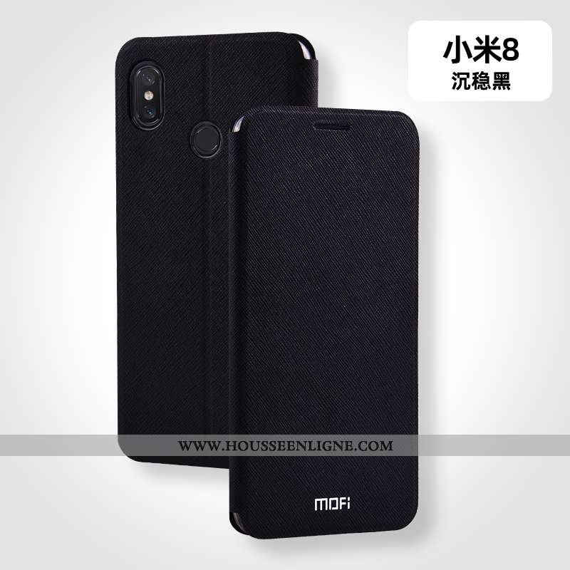 Housse Xiaomi Mi 8 Silicone Protection Fluide Doux Personnalisé Incassable Cuir Clamshell Bleu