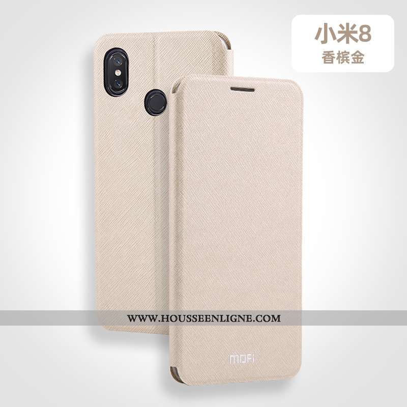 Housse Xiaomi Mi 8 Silicone Protection Fluide Doux Personnalisé Incassable Cuir Clamshell Bleu