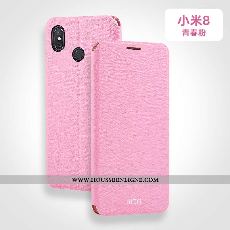 Housse Xiaomi Mi 8 Silicone Protection Fluide Doux Personnalisé Incassable Cuir Clamshell Bleu
