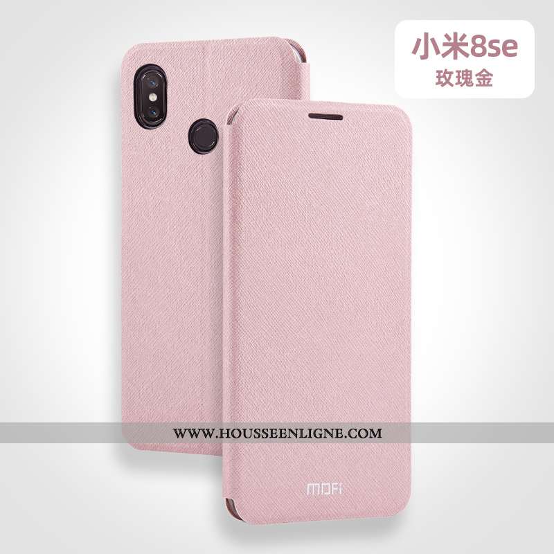 Housse Xiaomi Mi 8 Silicone Protection Fluide Doux Personnalisé Incassable Cuir Clamshell Bleu