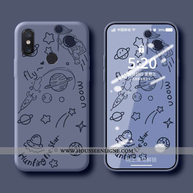 Housse Xiaomi Mi 8 Silicone Protection Étui Coque Net Rouge Tendance Personnalité Bleu