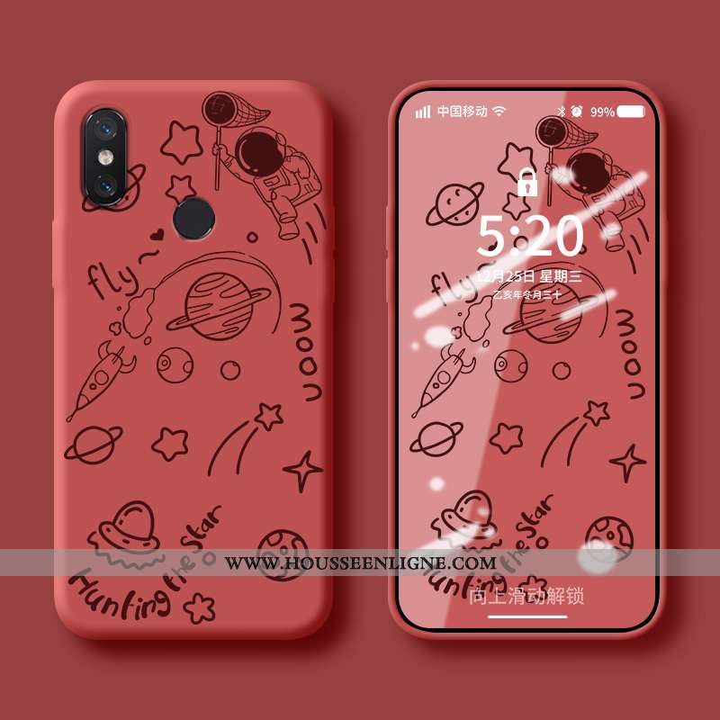 Housse Xiaomi Mi 8 Silicone Protection Étui Coque Net Rouge Tendance Personnalité Bleu