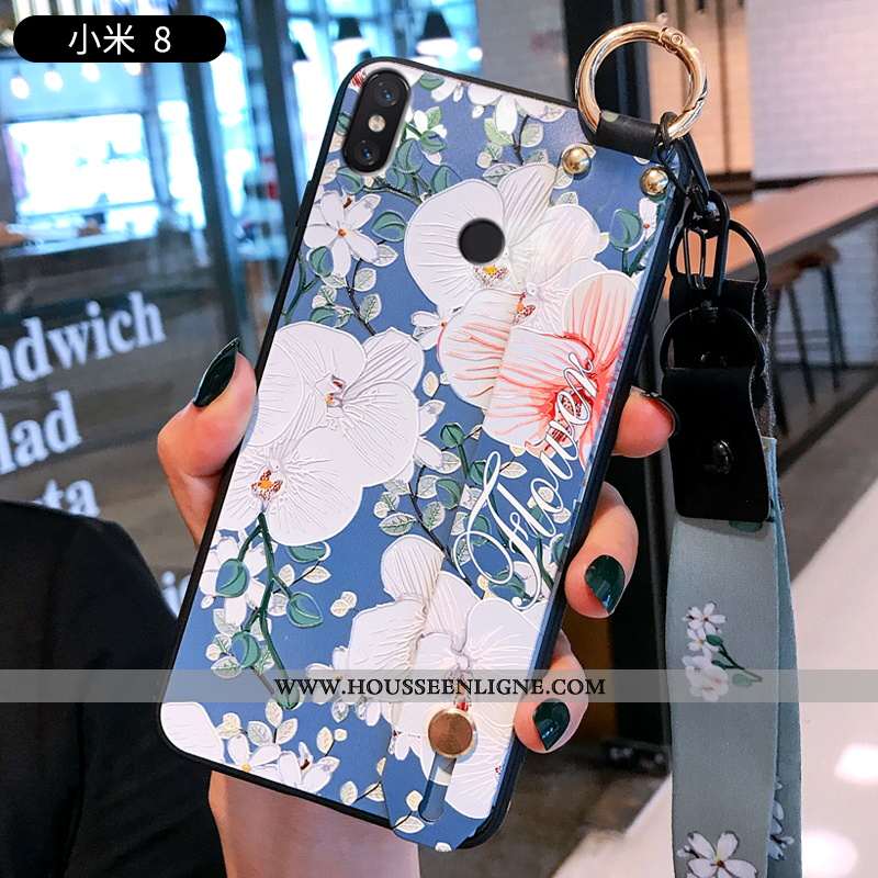 Housse Xiaomi Mi 8 Tendance Légère Protection Net Rouge Étui Mode Tout Compris Bleu