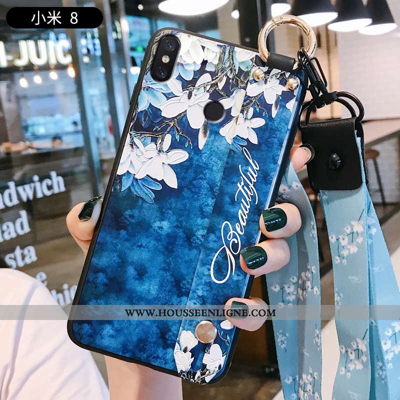 Housse Xiaomi Mi 8 Tendance Légère Protection Net Rouge Étui Mode Tout Compris Bleu