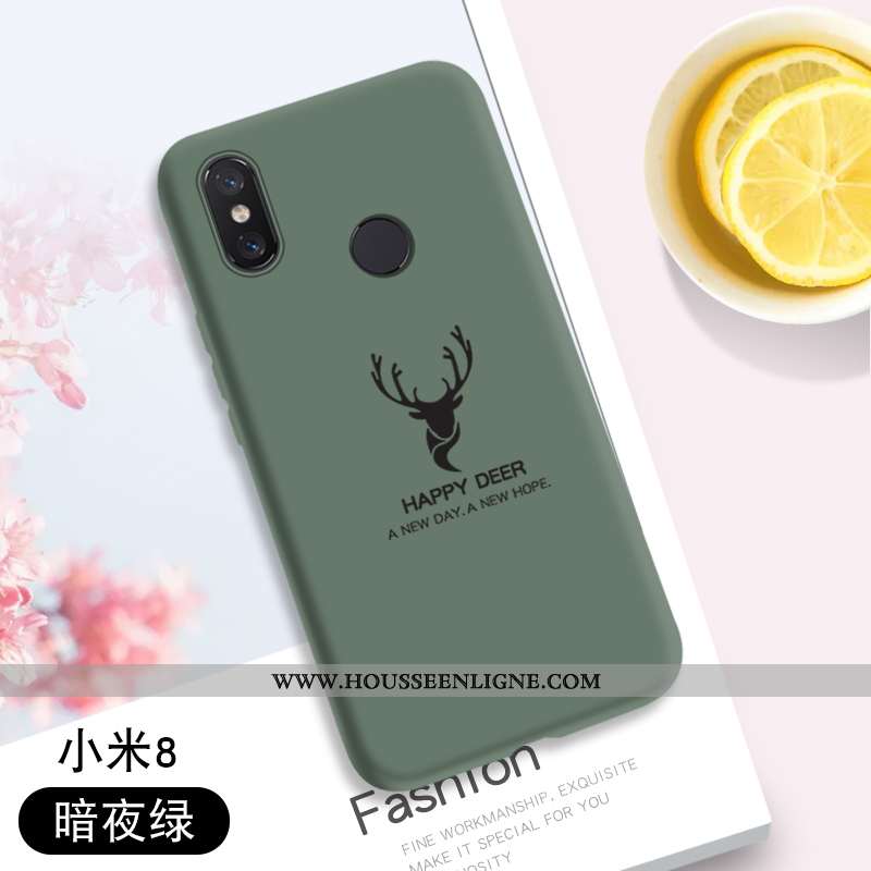 Housse Xiaomi Mi 8 Tendance Modèle Fleurie Créatif Vert Coque Fluide Doux Protection Verte