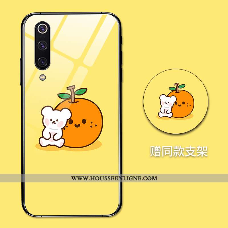 Housse Xiaomi Mi 9 Créatif Dessin Animé Amoureux Net Rouge Tout Compris Miroir Difficile Jaune