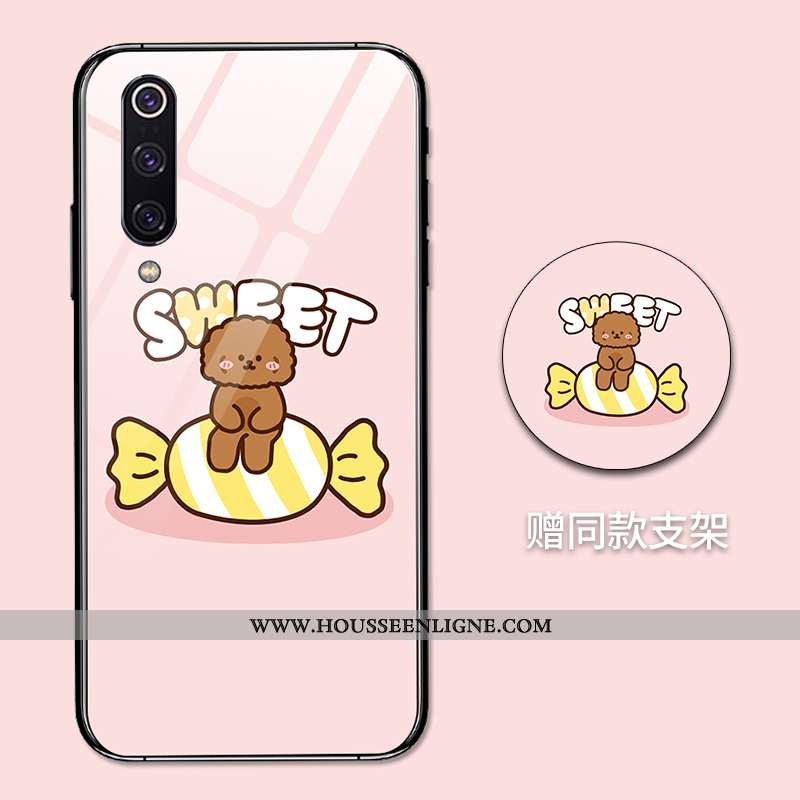 Housse Xiaomi Mi 9 Créatif Dessin Animé Amoureux Net Rouge Tout Compris Miroir Difficile Jaune
